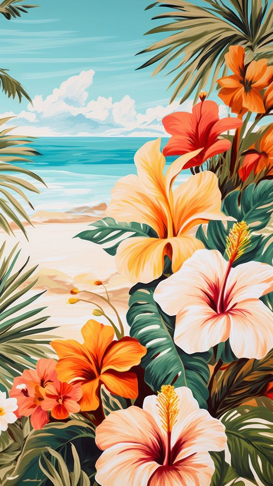 Palm beach flower outdoors painting.