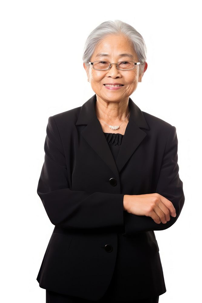 Senior Japanese woman in businesswear portrait smiling adult.