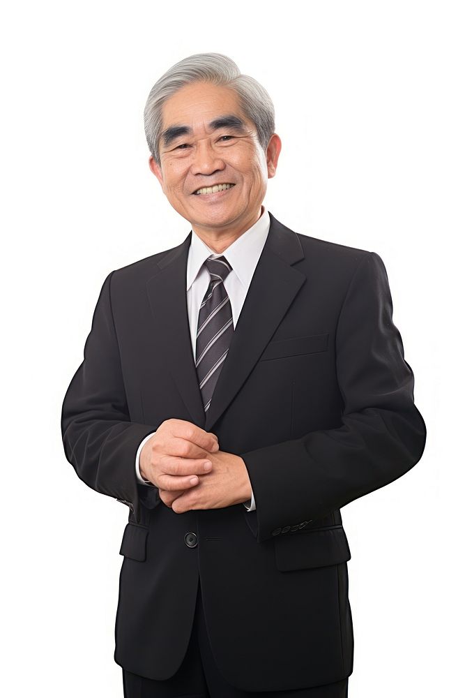 Senior Thai man in businesswear portrait smiling blazer.
