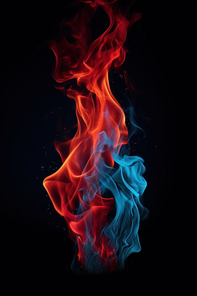 Flame fire smoke blue.