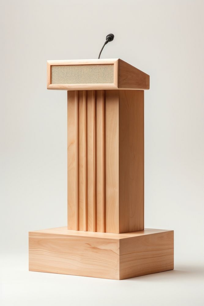Wooden podium microphone wood architecture.