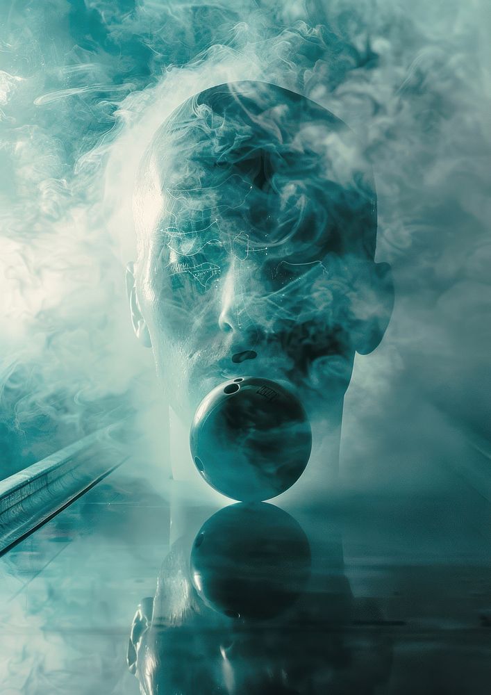 A photo of bowling surreal smoke reflection.