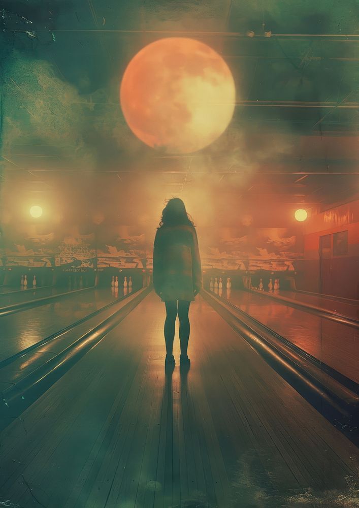 A photo of bowling astronomy surreal walking.