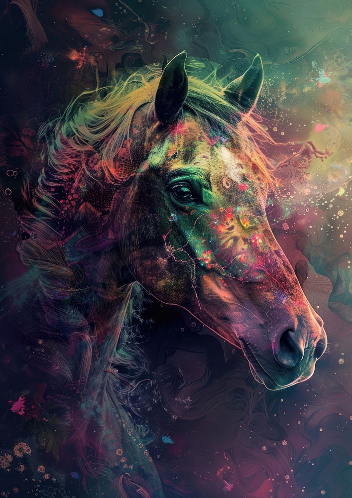A photo of horse art painting animal.