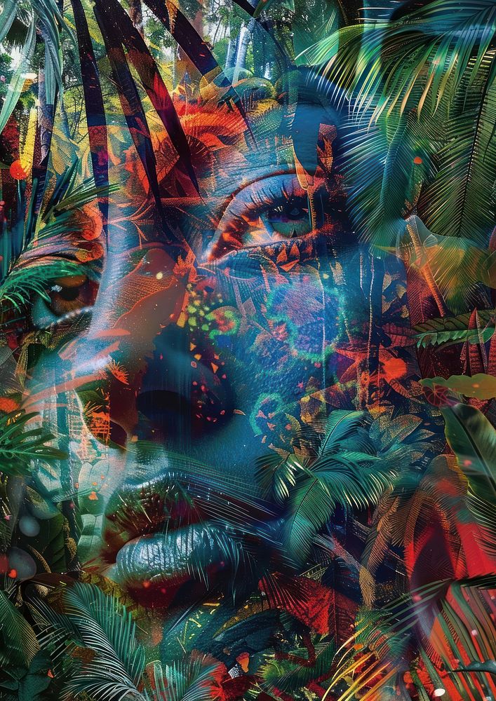 A photo of jungle art portrait painting.