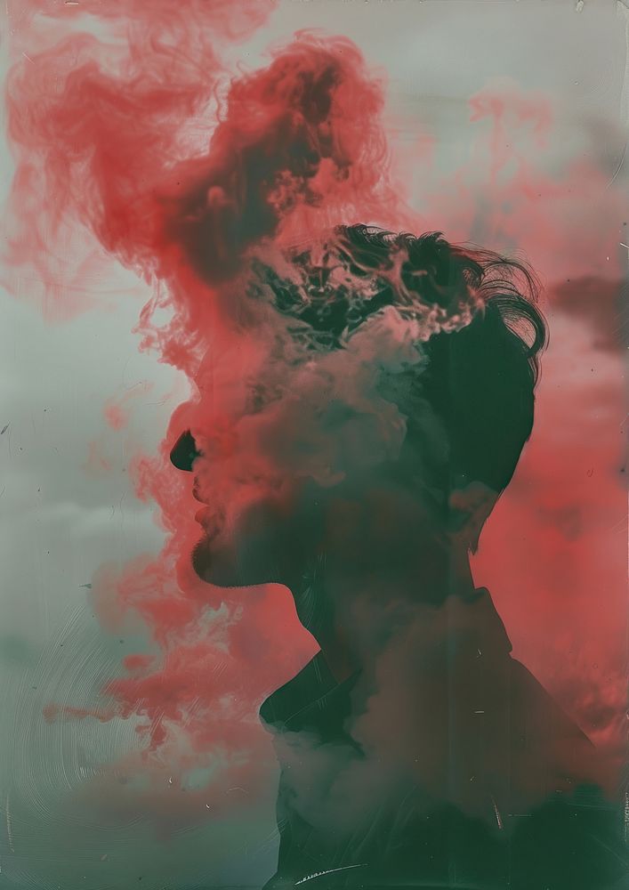 A polaroid photo of pollution portrait art painting.