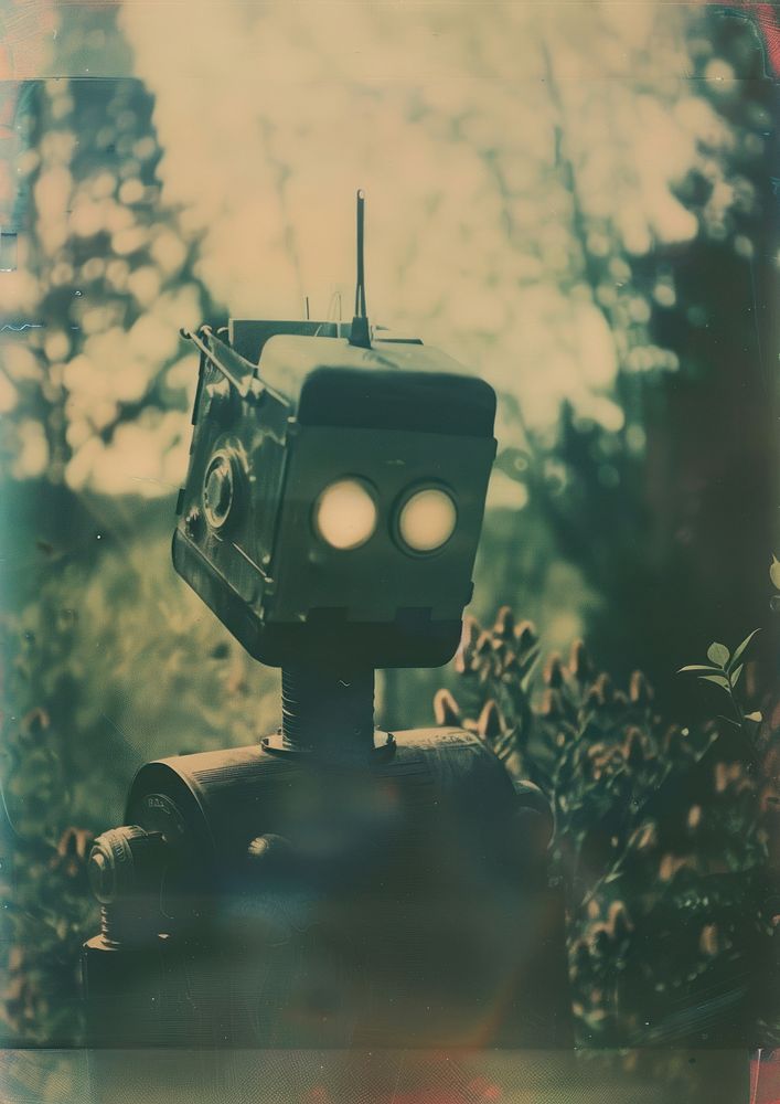 A polaroid photo of robot lighting electronics technology.