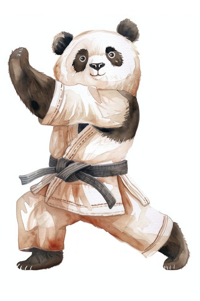 Panda Karate high kick mammal panda cute.