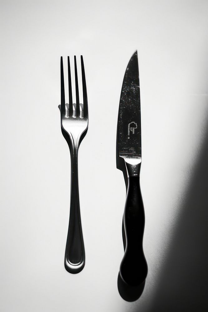 Knife and fork silverware monochrome tableware.