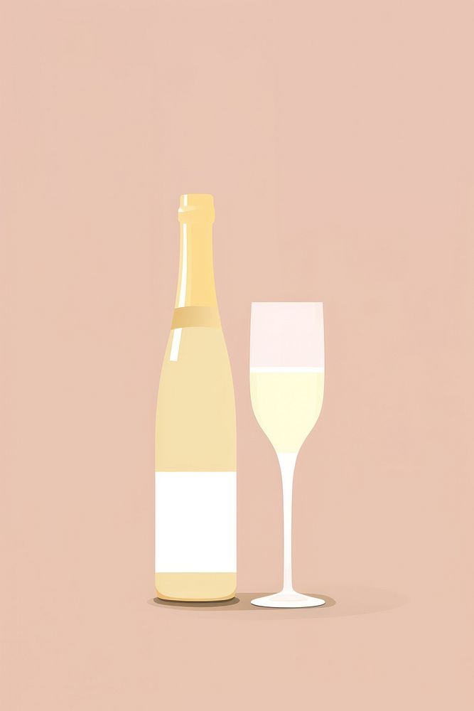 Minimal Abstract Vector illustration of a champagne bottle glass drink.