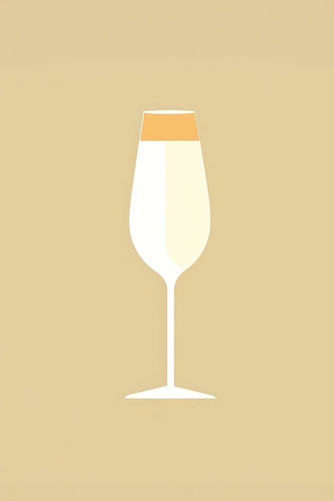 Minimal Abstract Vector illustration of a champagne glass drink wine.