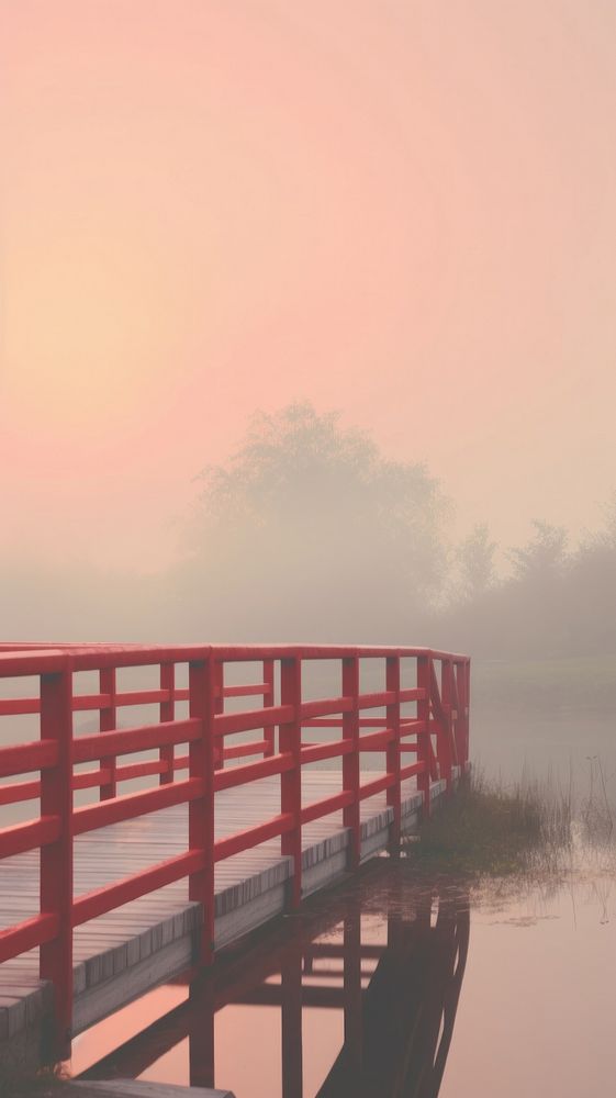 Aesthetic sunrise landscape wallpaper bridge outdoors railing.