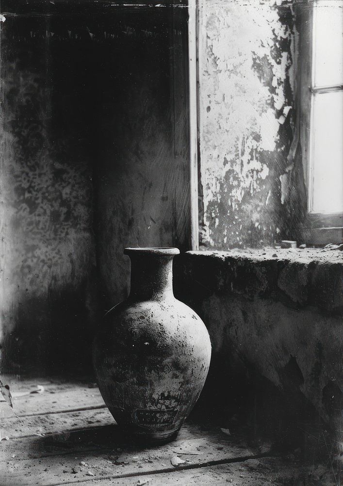 Vase pottery architecture monochrome.