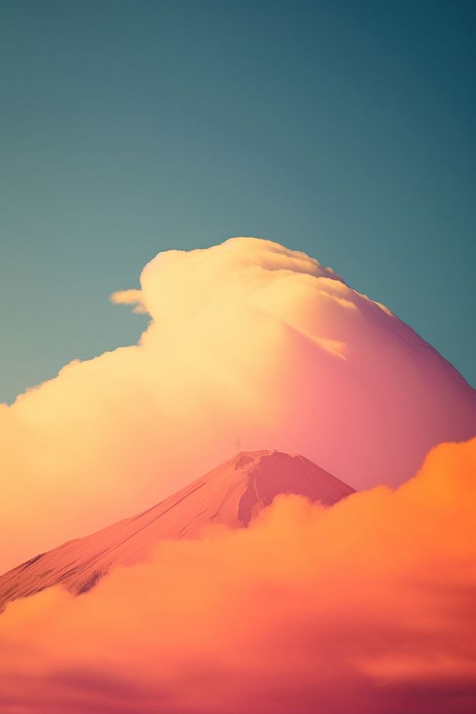 Photo of cloud and mountain landscape outdoors volcano.