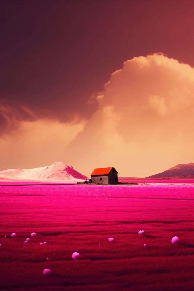 Photo of pink field landscape architecture outdoors.