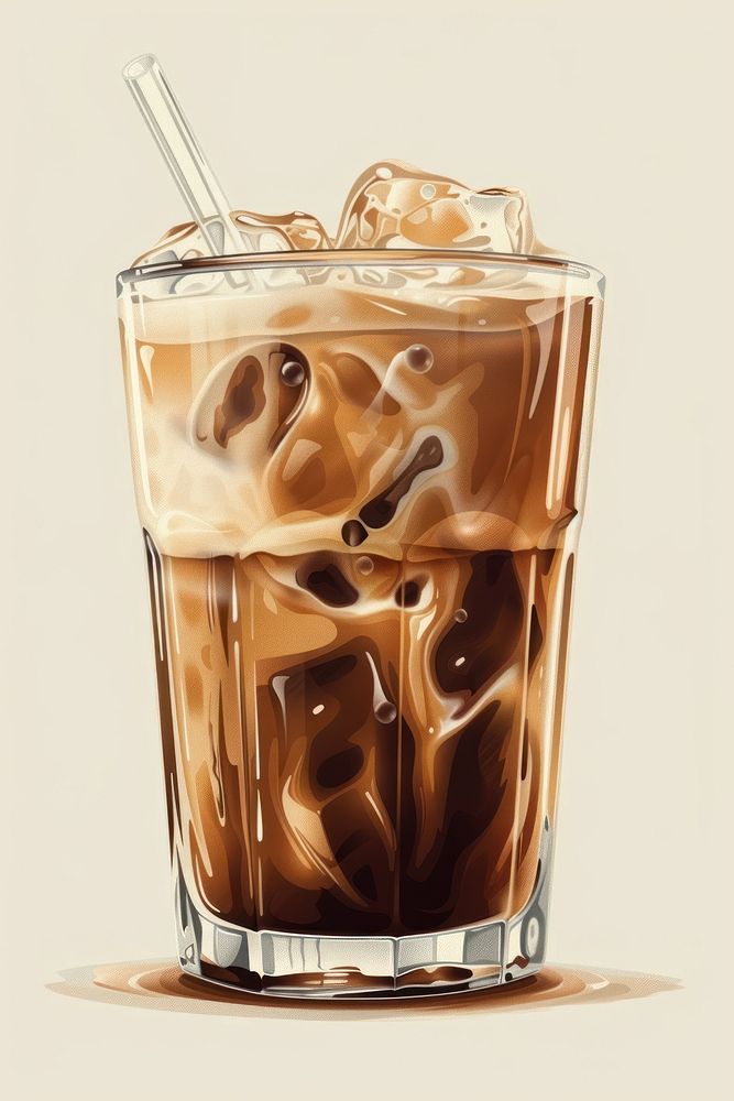 Shiny iced coffee drink refreshment milkshake.