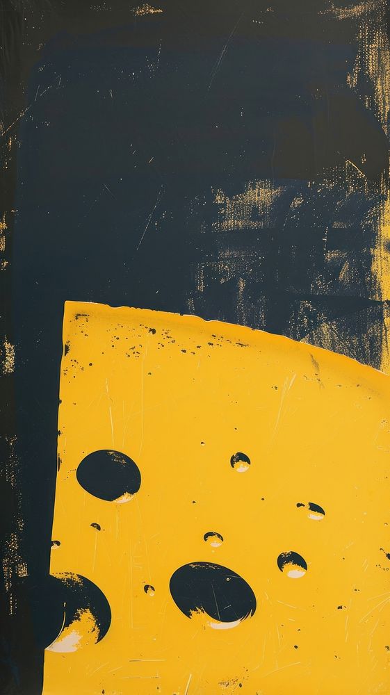 Silkscreen on paper of a cheese textured yellow black.