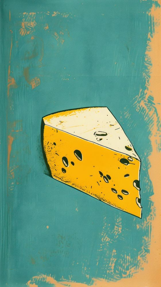 Silkscreen on paper of a cheese yellow food painting.