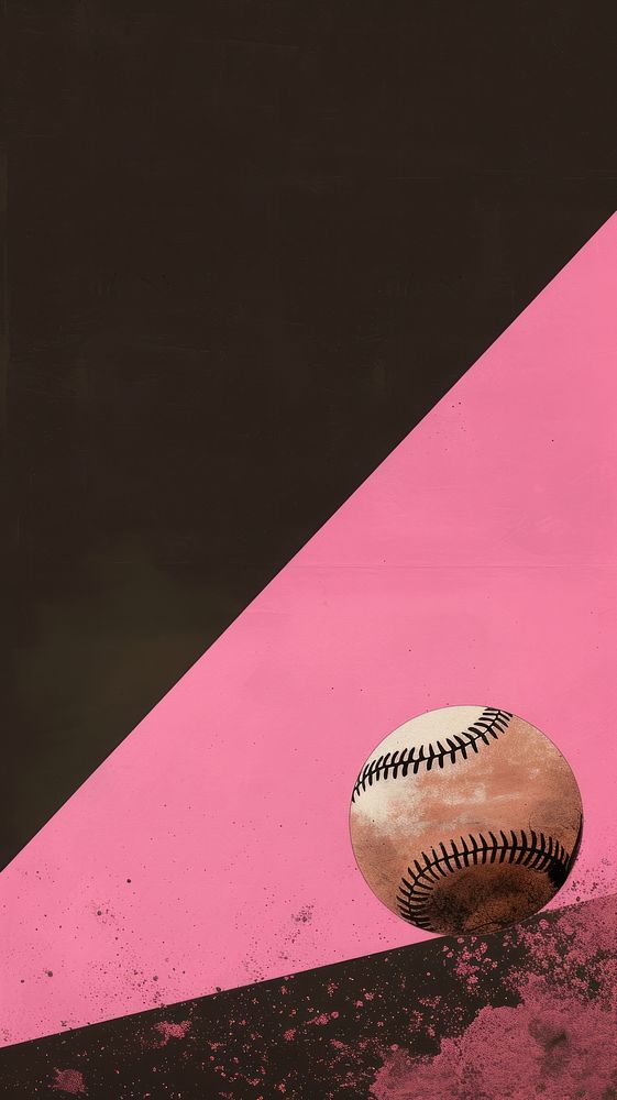 Silkscreen on paper of a baseball sports pink outdoors.