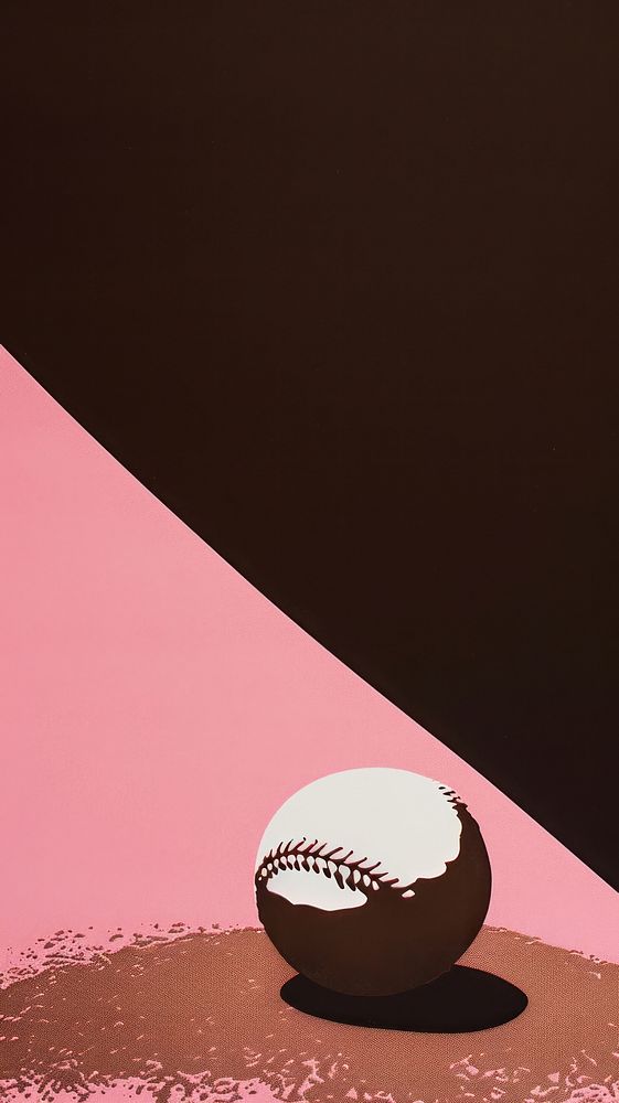Silkscreen on paper of a baseball sports softball circle.