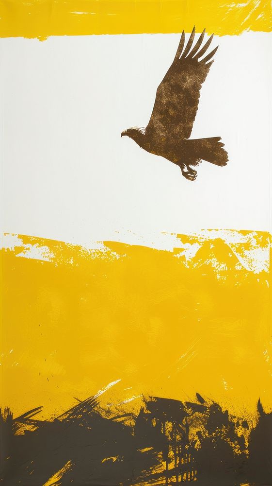 Silkscreen on paper of an eagle painting vulture animal.