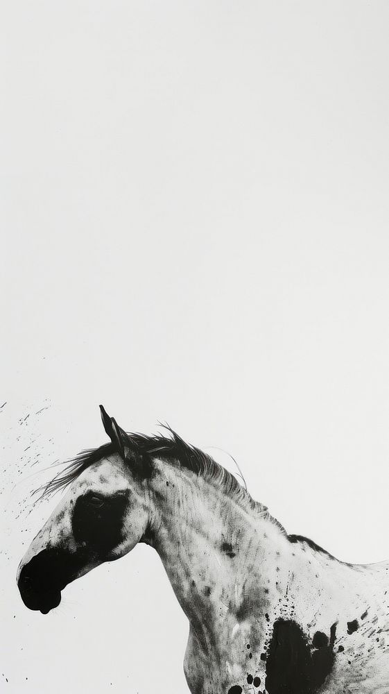 Silkscreen on paper of a horse stallion animal mammal.