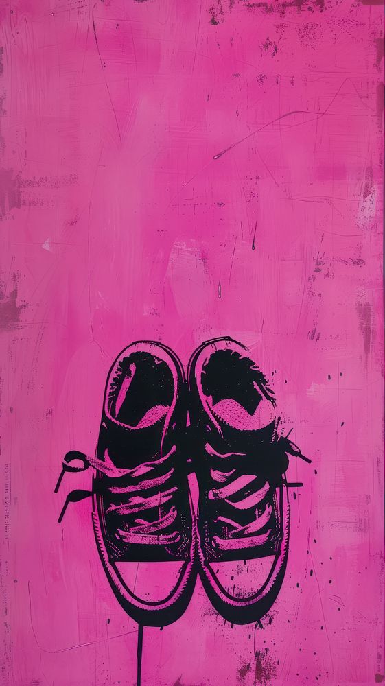 Silkscreen on paper of a shoes wall footwear painting.