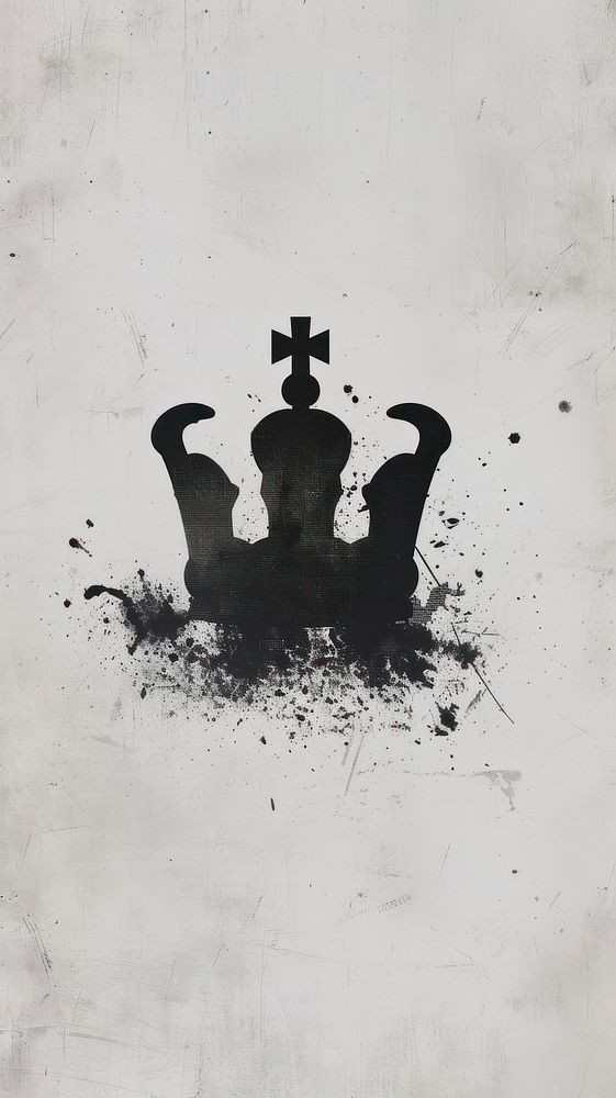 Silkscreen on paper of an crown symbol black wall.