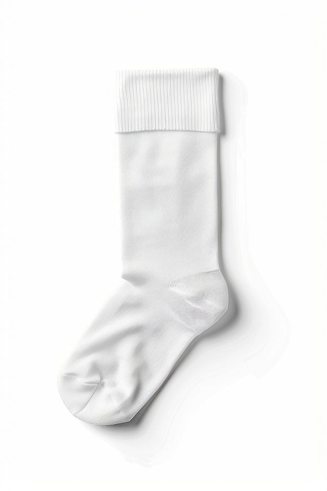 White sock is half folding with white empty wrap label clothing textile bandage.
