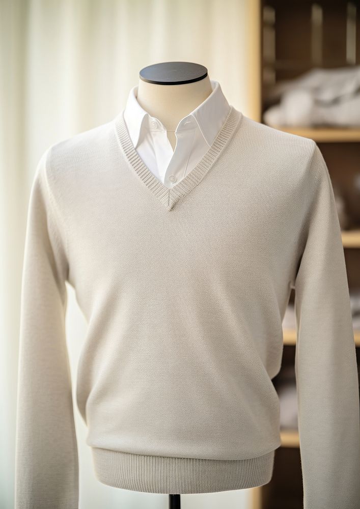 V-neck sweater with long sleeves sweatshirt white coathanger.