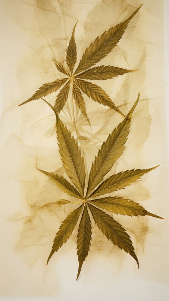 Real pressed cannabis leaves herbs plant leaf.