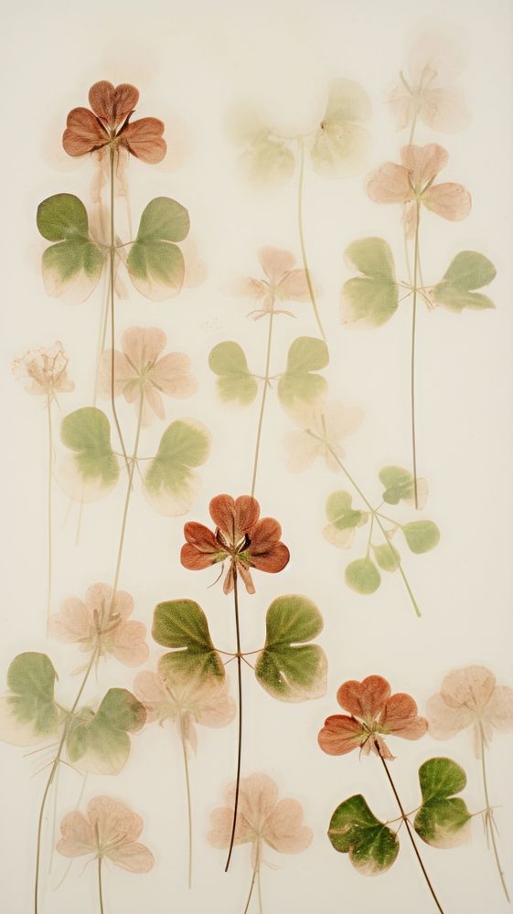 Real pressed clover leaves flower pattern plant.