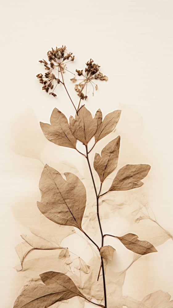 Real pressed coffee plant flower drawing sketch.