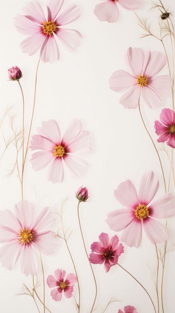 Real pressed cosmos flowers backgrounds pattern petal.