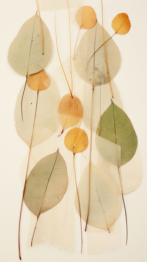 Real pressed eucalyptus leaves plant leaf art.