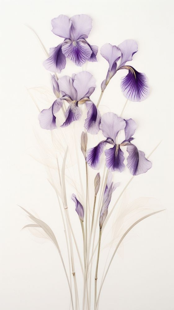 Real pressed Japanese Iris flowers iris petal plant.