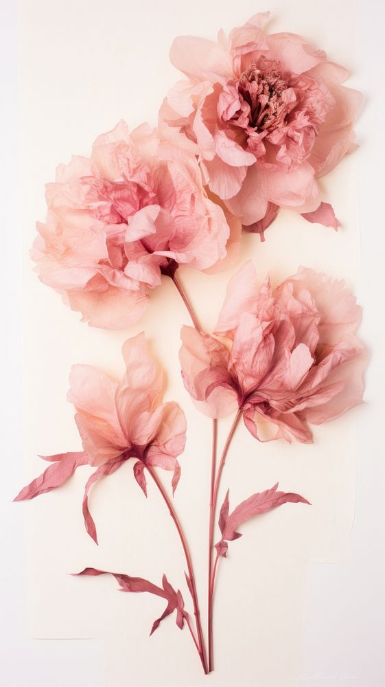 Real pressed peony flowers plant paper rose.