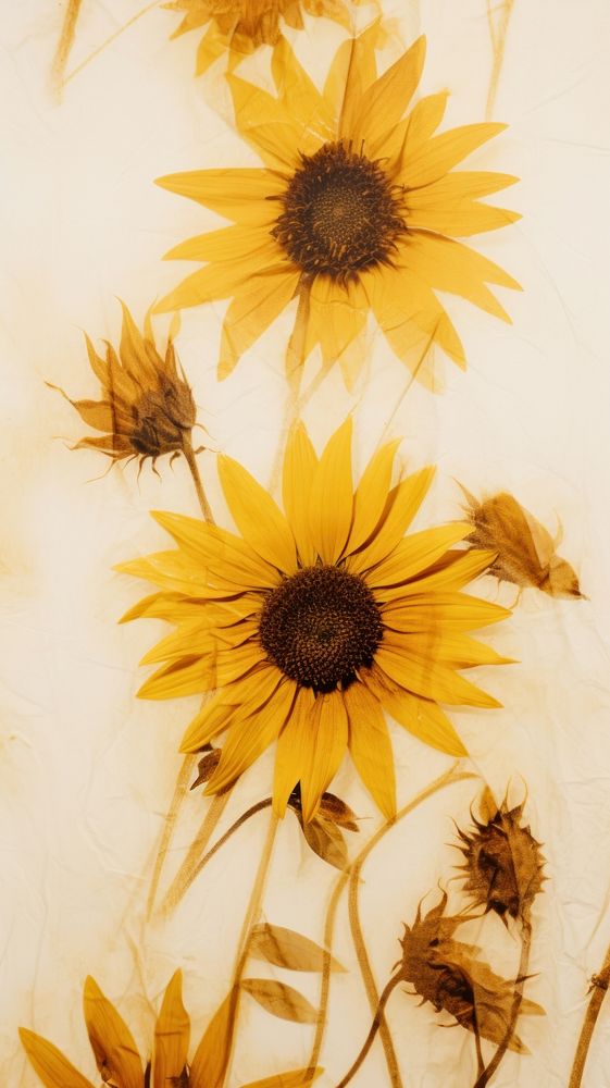 Real pressed sunflowers backgrounds petal plant.