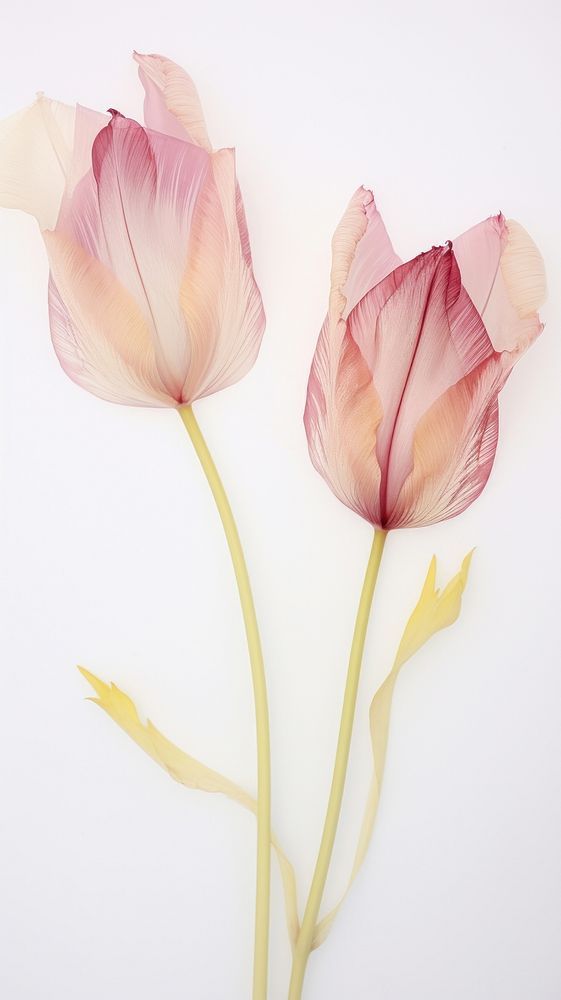 Real pressed tulip flowers petal plant inflorescence.