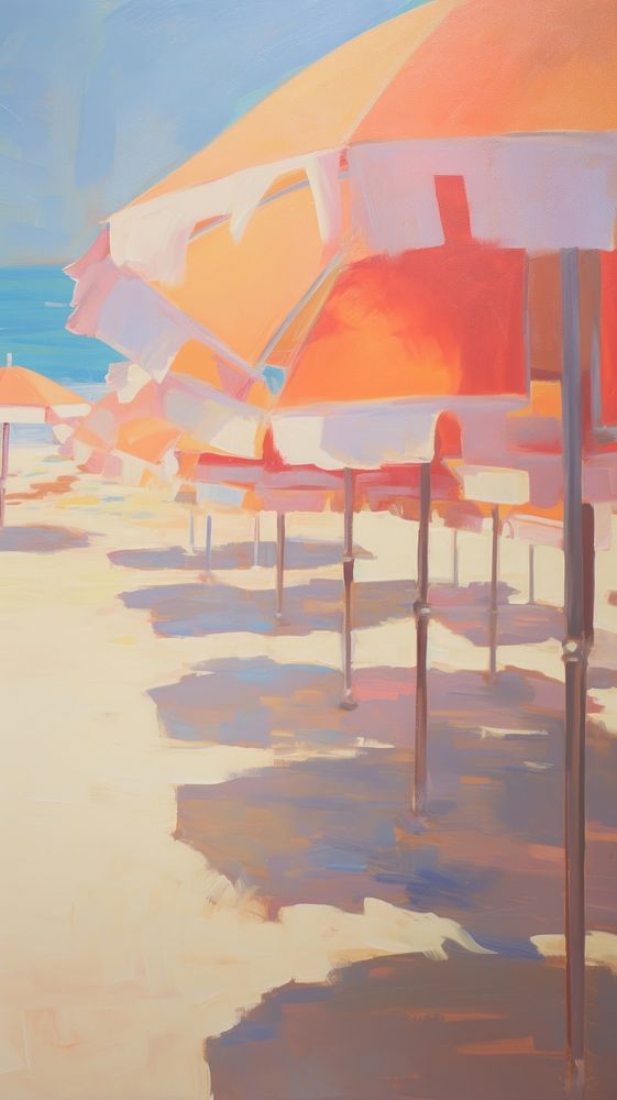 A beach umbrellas in beach background backgrounds painting outdoors.