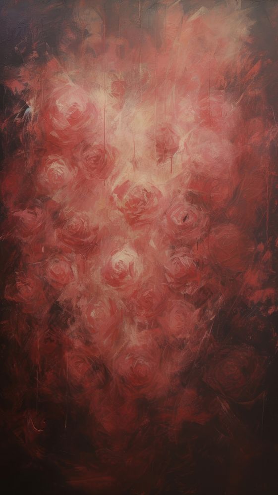 Hearts and rose painting texture acrylic paint.