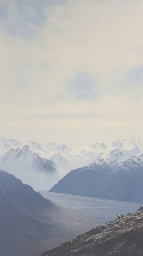 Some sheeps in New Zealand with snowmoutain view mountain outdoors glacier.