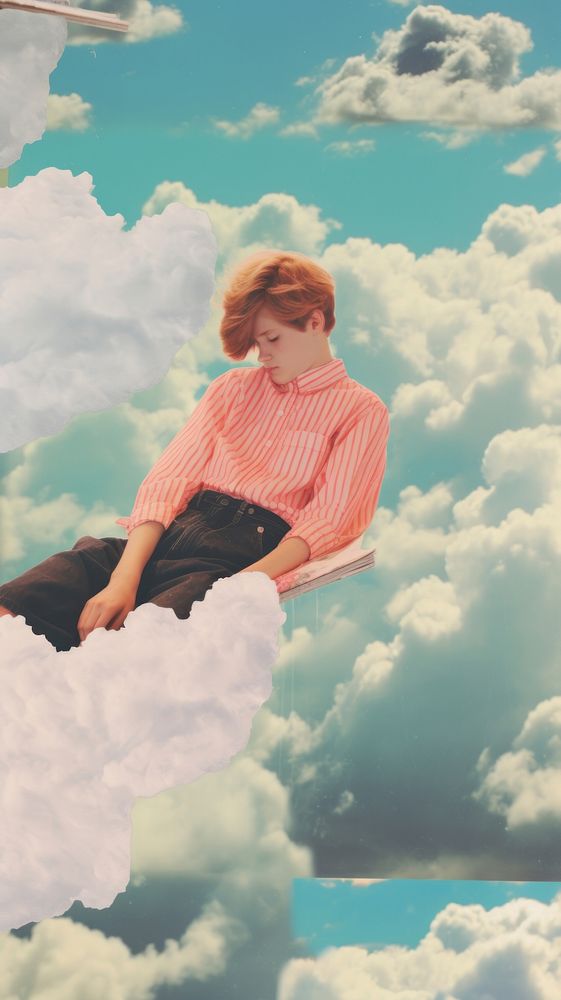 Boy sleep in the sky outdoors nature cloud.