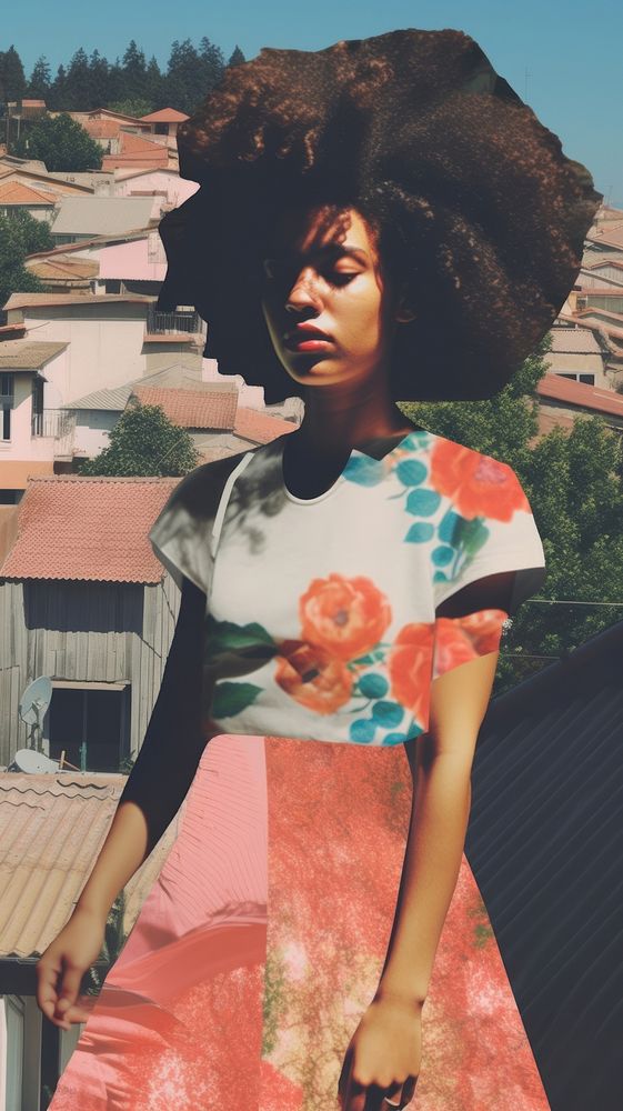 Black woman in street fasion architecture portrait fashion.