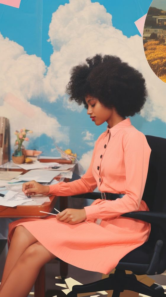 Black businesswoman working sitting adult art.
