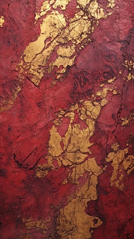 Crimson-gold painting rough wall.