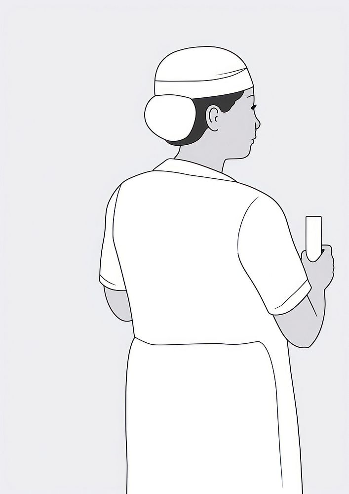 A nurse talking drawing cartoon sketch.