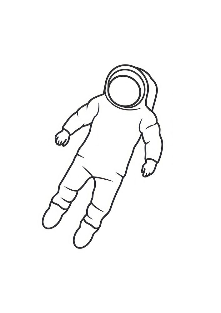 Astronaut floating in the air drawing cartoon sketch.