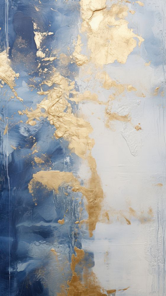 Gold-white and blue painting rough wall.