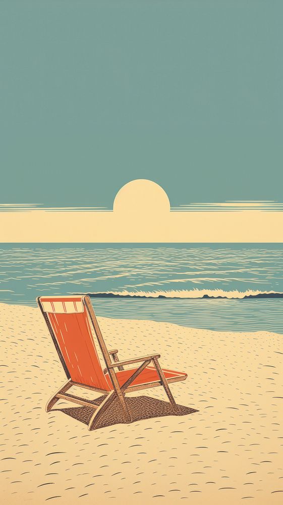 Litograph minimal beach furniture outdoors nature.